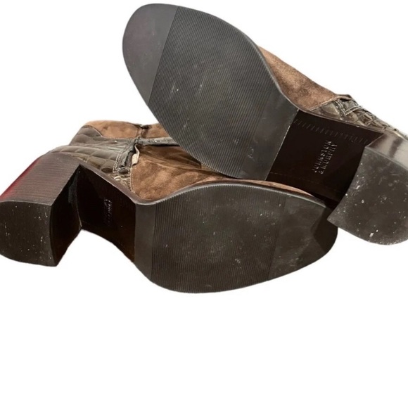 Johnston & Murphy Ankle Boots Suede Croc Embossed Brown 10 - Picture 5 of 5